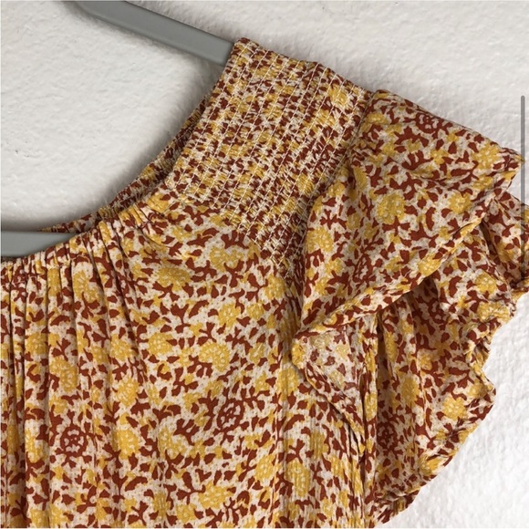 Universal Thread Rust Floral Smocked Midi Dress - Picture 3 of 4